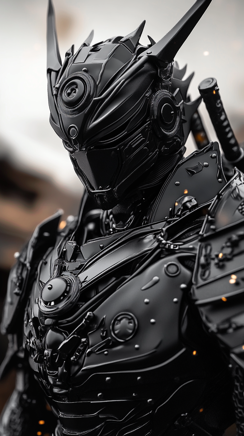 AI generated: Black Samurai (Midjourney - Character Design)