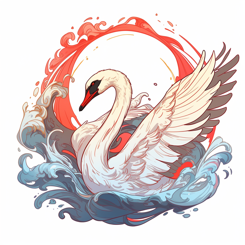 AI generated: Midjourney prompt: Graceful Swan Monster gliding, tshirt vector, Chro... (Midjourney - Portraits)