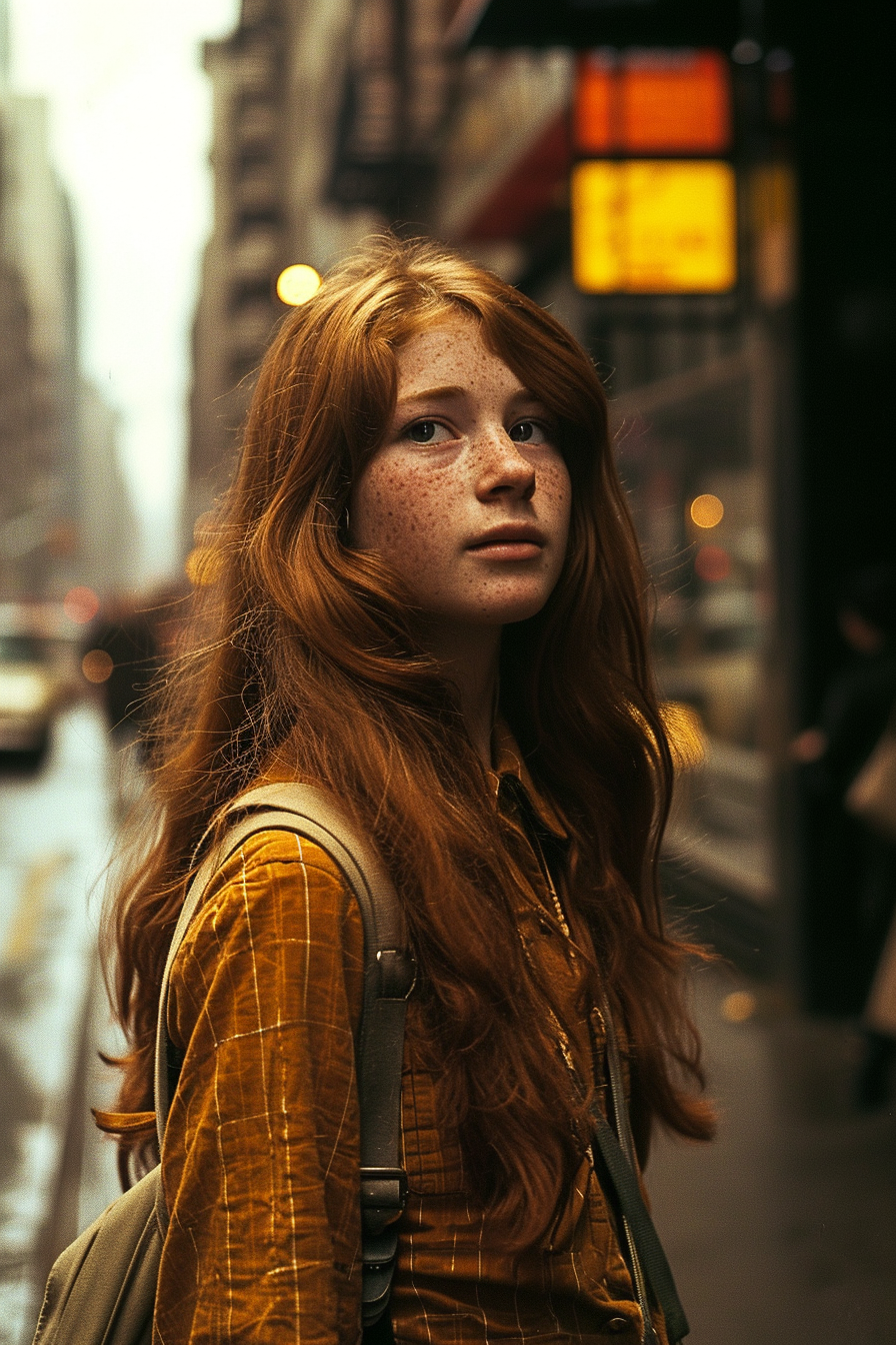 Midjourney prompt: 1970s wide open full body shot, Ektachrome film st... - Midjourney