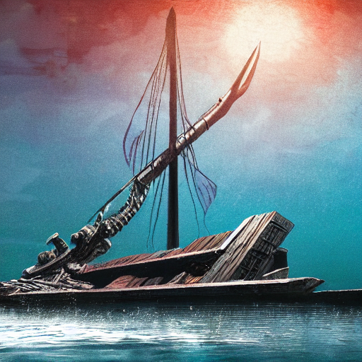 Stable Diffusion prompt: A bull inside of a boat sail and...