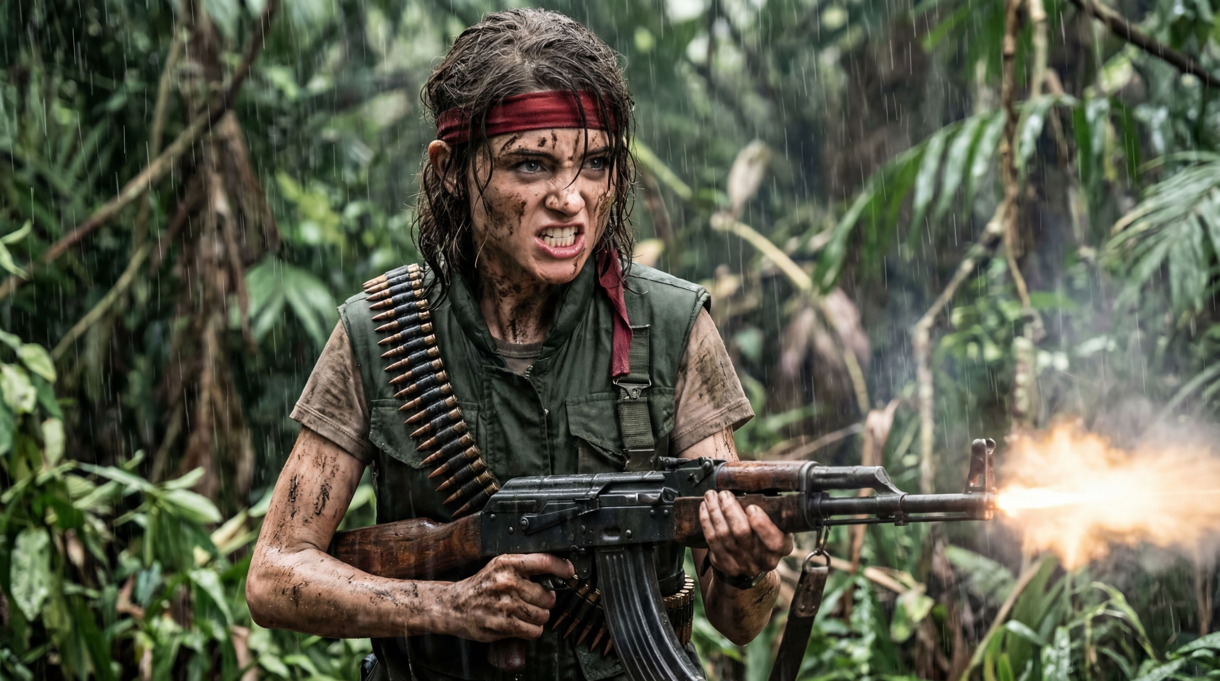 Nancy Rambo Nano Banana prompt: Turn Nancy Wheeler into Rambo with gu...