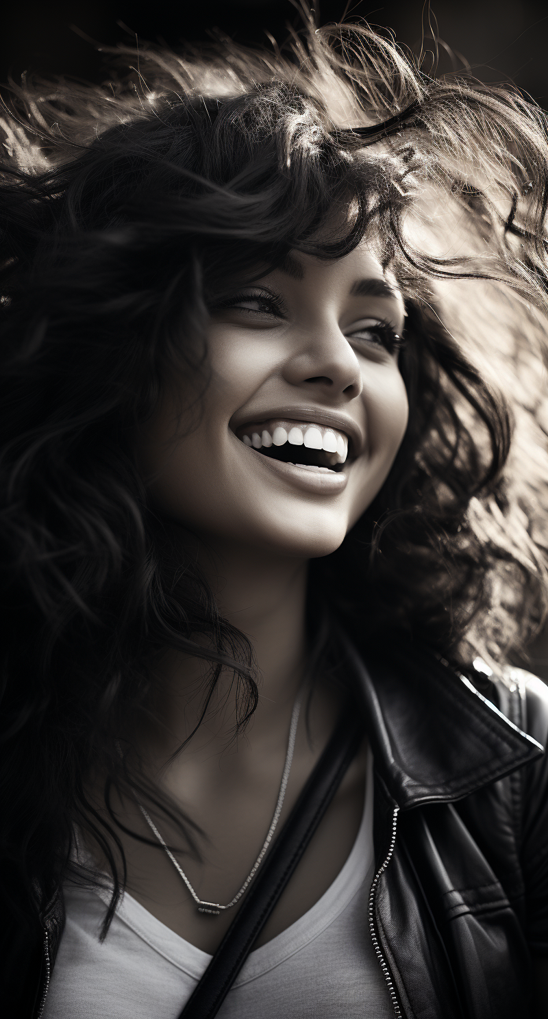 Midjourney prompt: beautiful black and white photo of a young curly c... - Midjourney