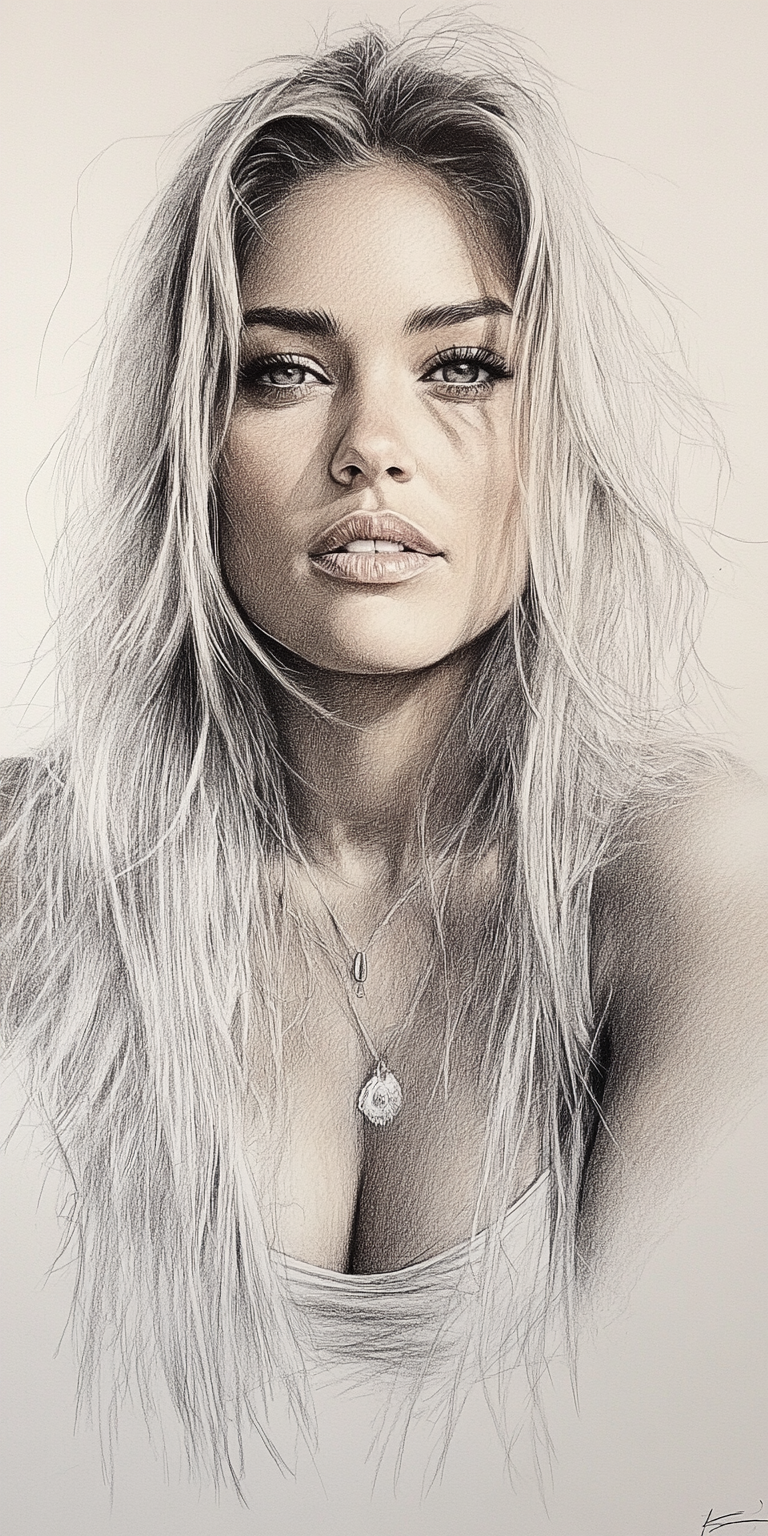AI generated: Midjourney prompt: Realistic sketch of a woman --chaos 75 --ar 1:2 --... (Midjourney - Portraits)