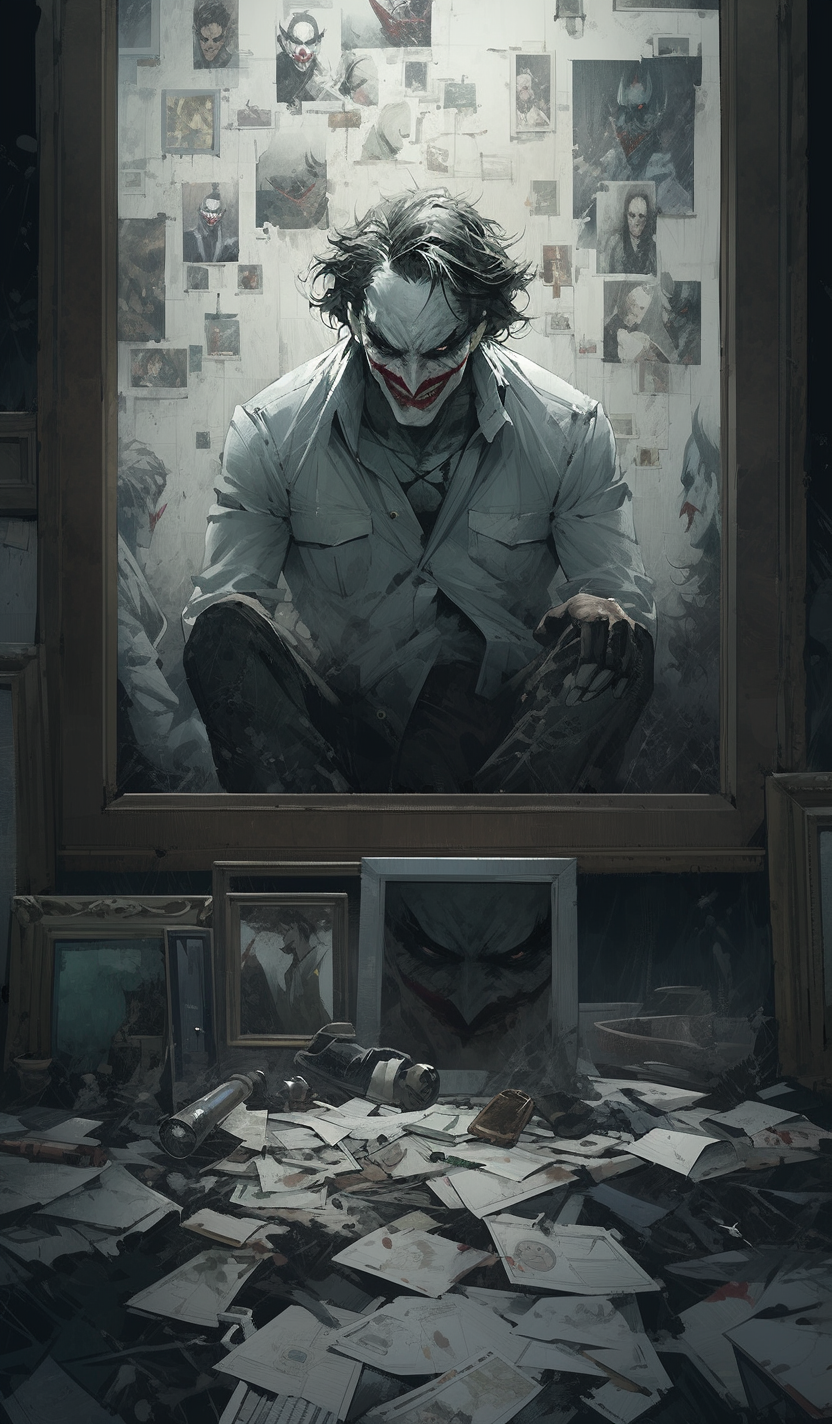 AI generated: Midjourney prompt: The Joker, a villain from the Batman film series, ... (Midjourney - Anime)