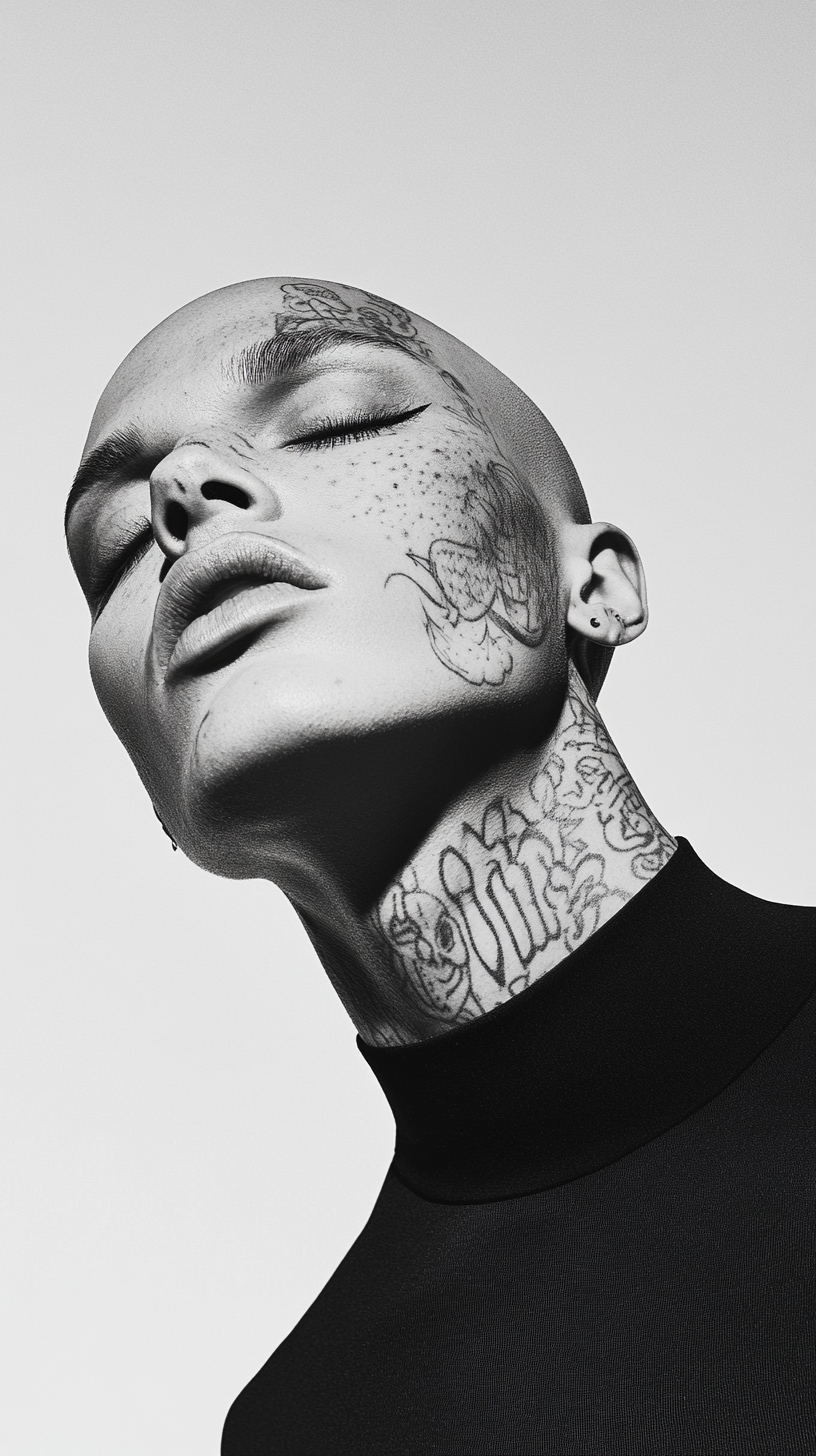 AI generated: Midjourney prompt: Symetrical ultra Closeup of a dope faced tattoed m... (Midjourney - Fashion)
