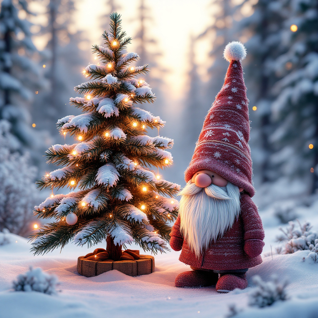 AI generated: FLUX prompt: Cgi- New Year tree, next to it Scandinavian Christ... (FLUX - Landscapes)