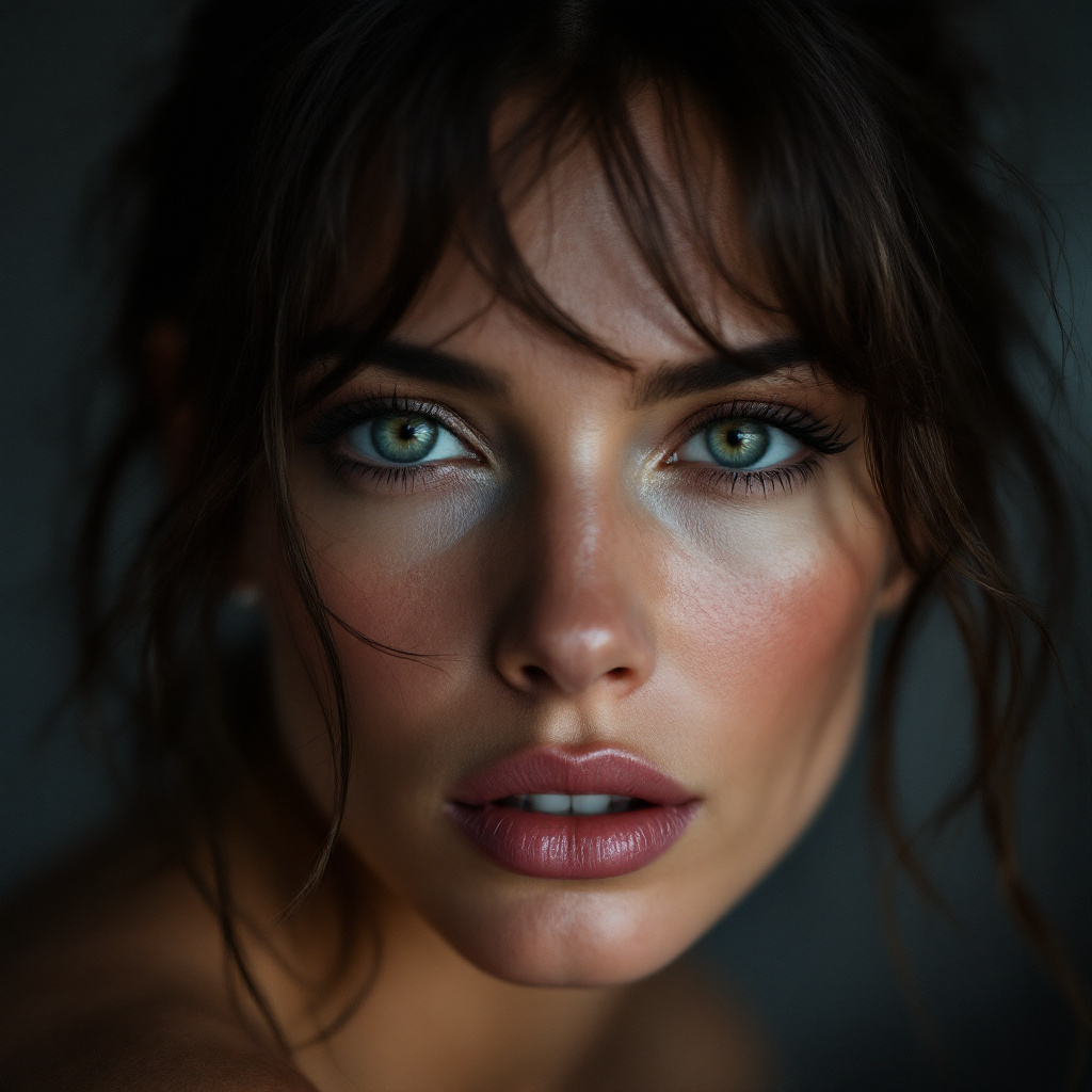FLUX prompt: Very close-up color front portrait of a Jane...