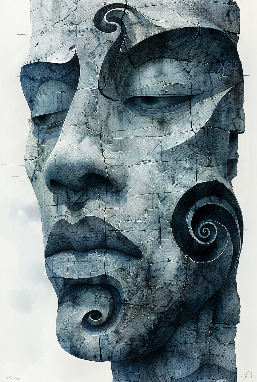 AI generated: Midjourney prompt: drawing of a man with curled lips, in the style of... (Midjourney - Concept Art)