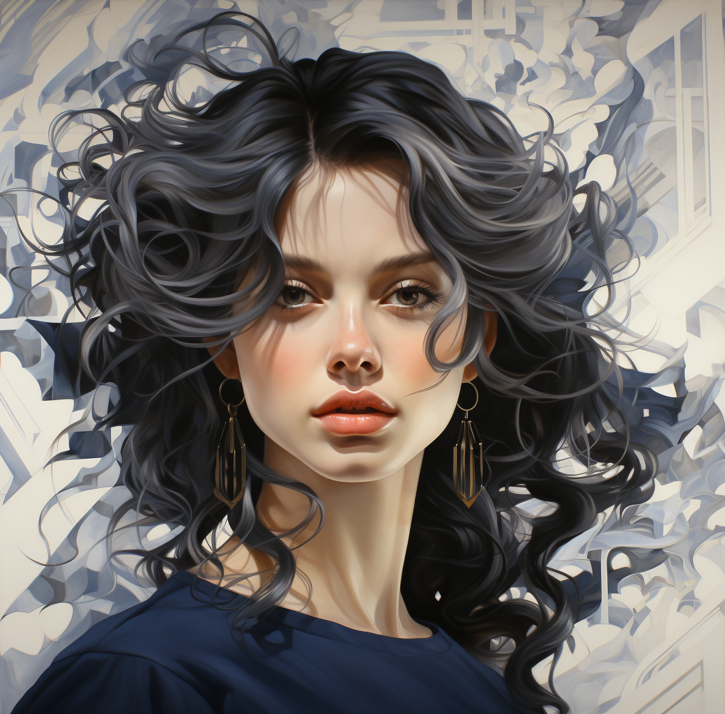 صورة مولدة بالذكاء الاصطناعي: Midjourney prompt: an artist has painted a picture of a woman, in the... (نموذج Midjourney - صور شخصية)