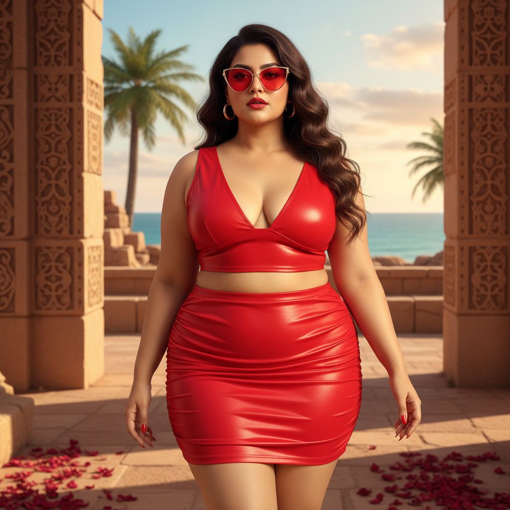Nano Banana prompt: Indian fat female model with red sexy