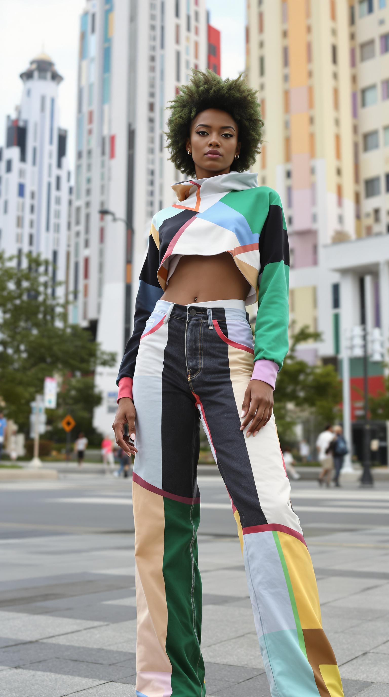 AI generated: FLUX prompt: modernist, Constructivist Fashion full body photo ... (FLUX - Fashion)