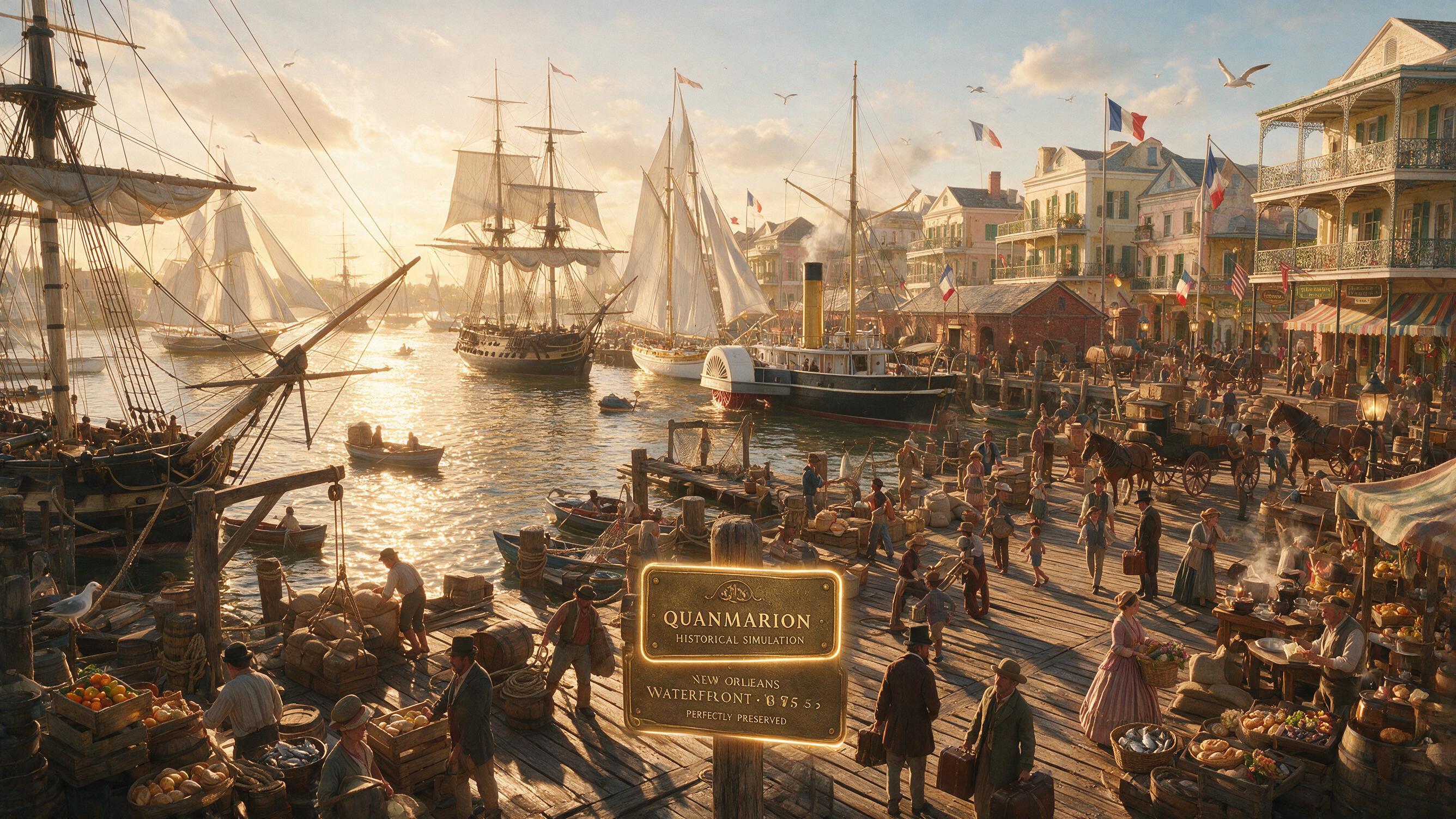 Seedream 5 prompt: Create a cinematic scene in 1875, New Orleans Pier... - Seedream 5