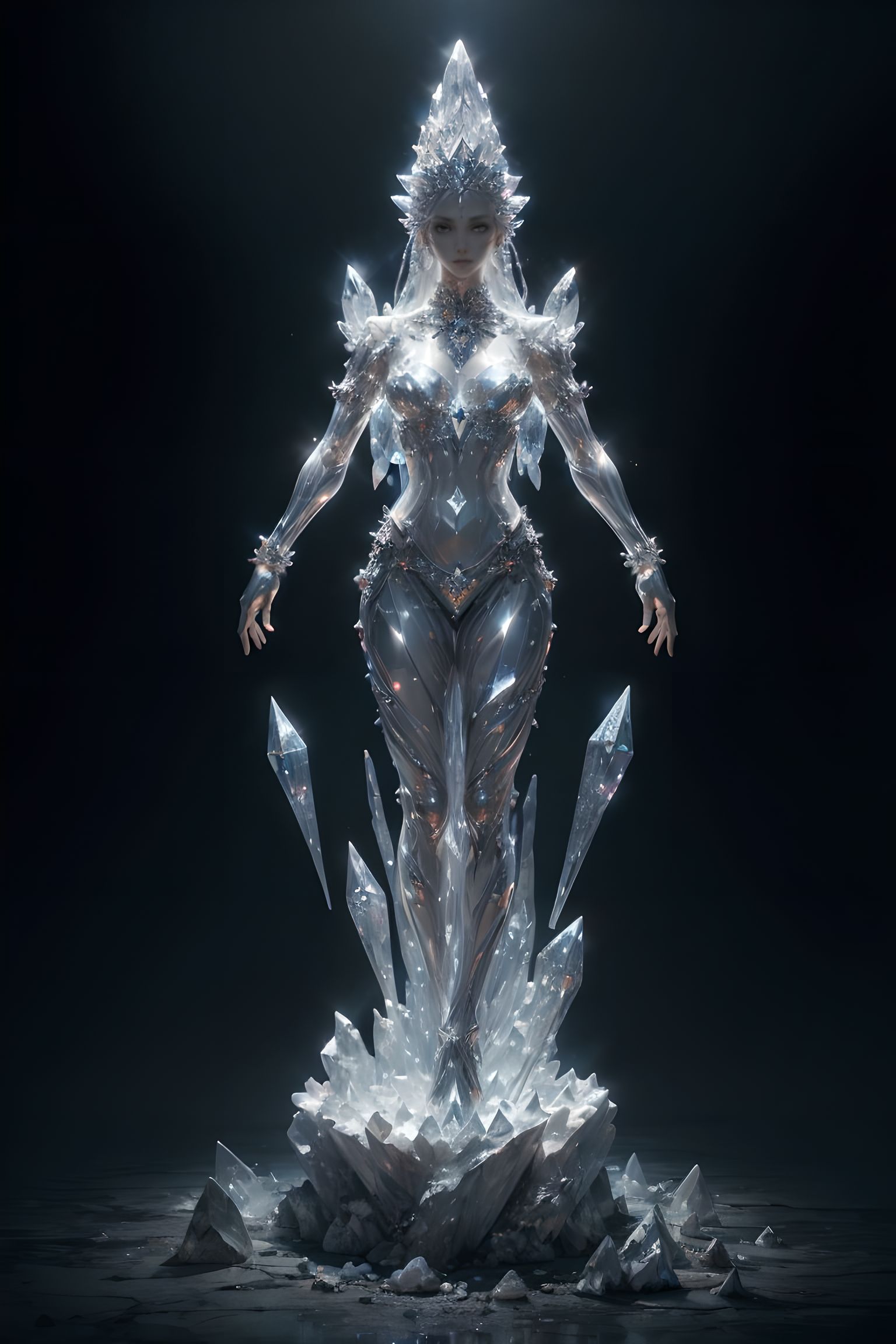 Stable Diffusion prompt: (crystal statues:1.2), (transpar...