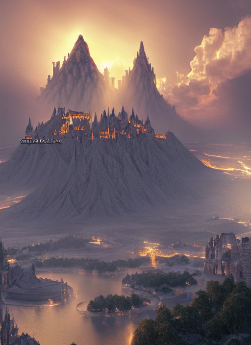 Stable Diffusion prompt: beautiful gold fantasy city made...