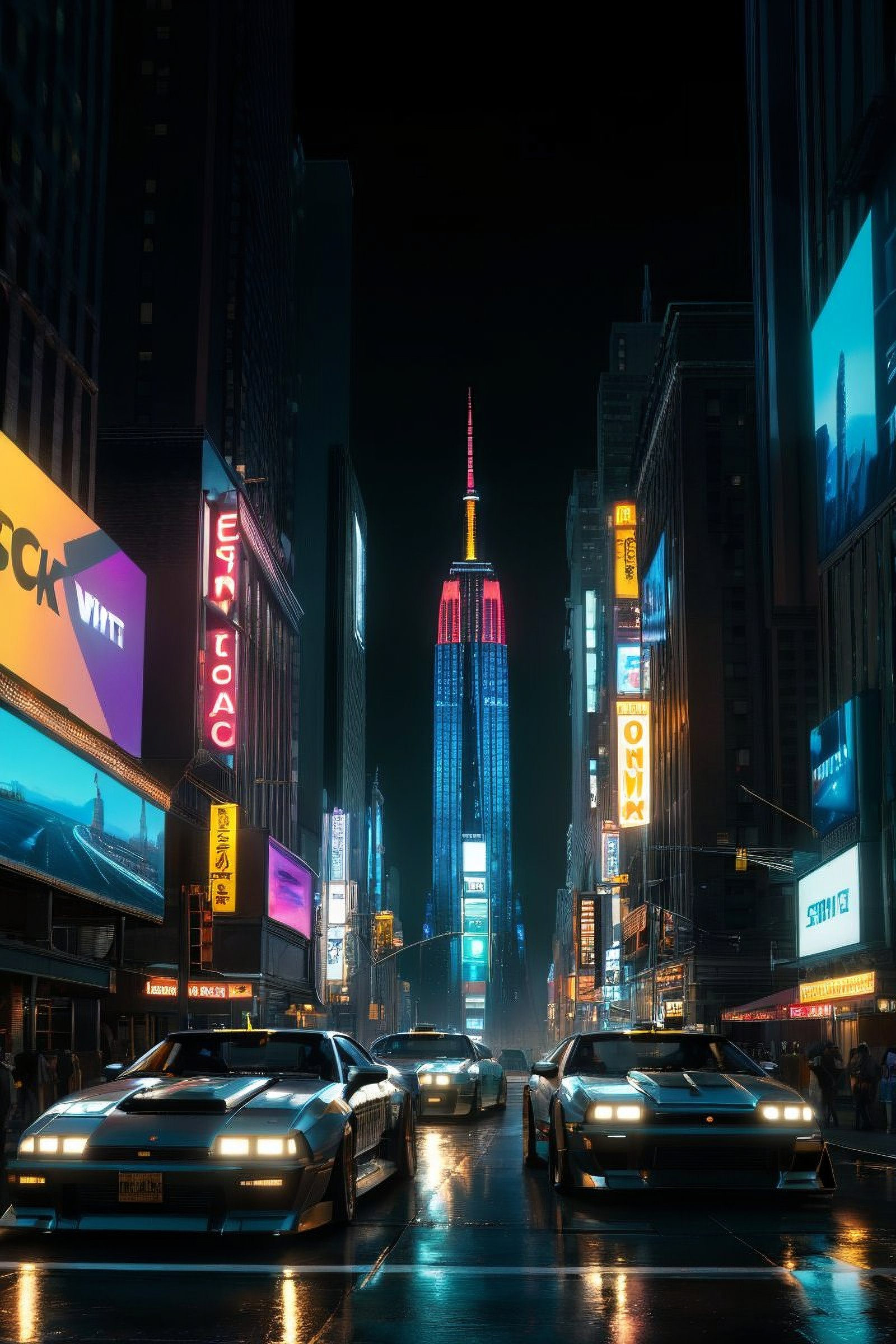 Stable Diffusion prompt: futuristic nighttime cyberpunk N...