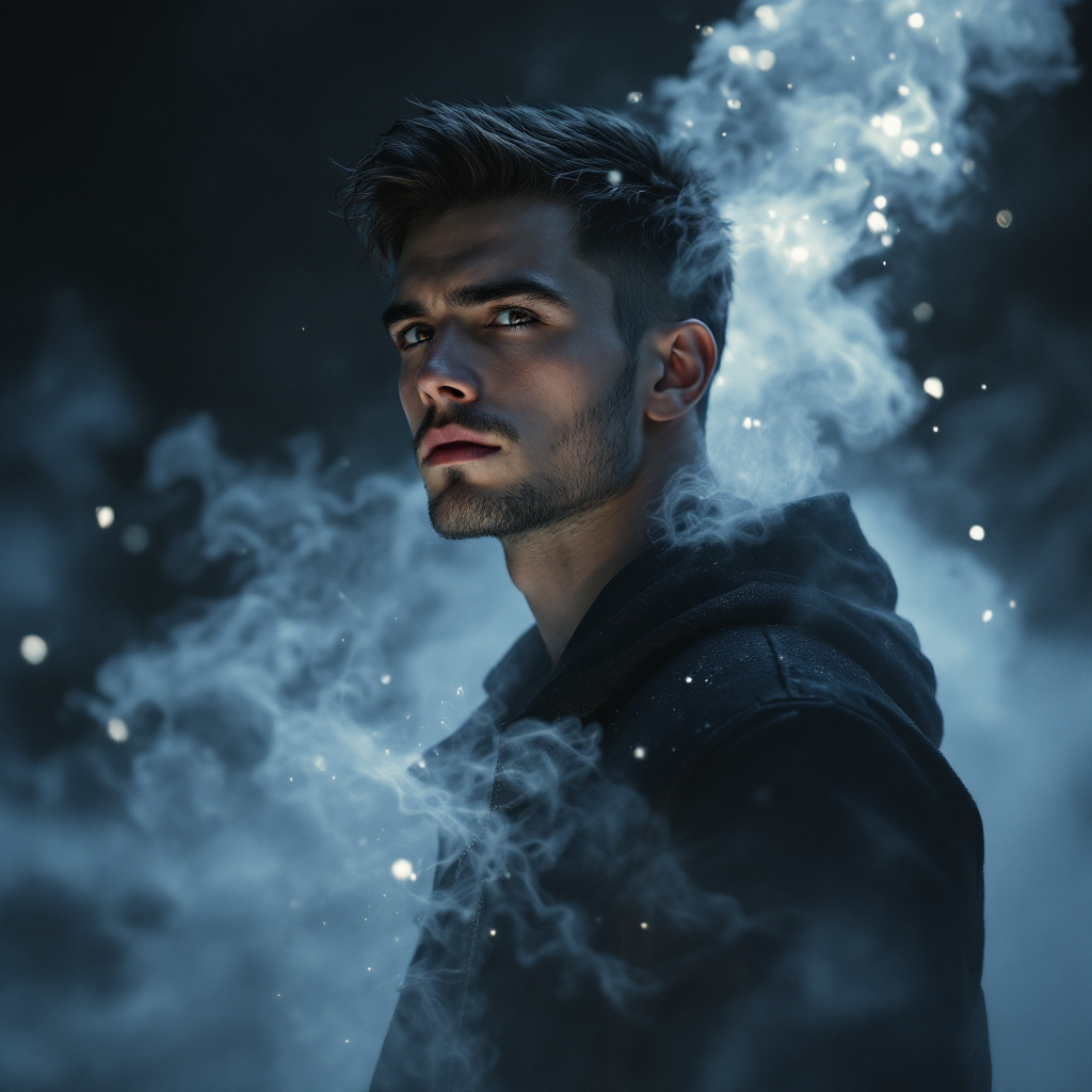 AI generated: FLUX prompt: A young man with sharp facial features, short dark... (FLUX - Portraits)
