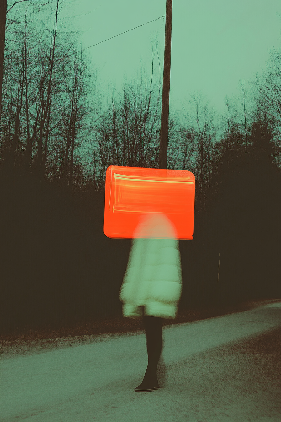 AI generated: Midjourney prompt: blurry image of snowy winter puffer jacket fashion... (Midjourney - Fashion)
