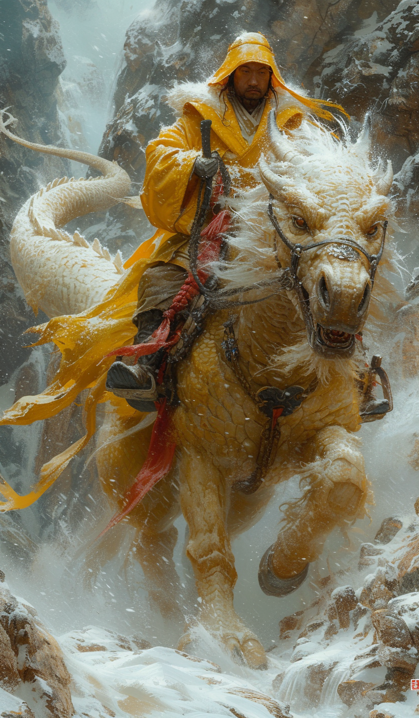 AI generated: Midjourney prompt: horse rider, in the style of cinematic montages, d... (Midjourney - Character Design)