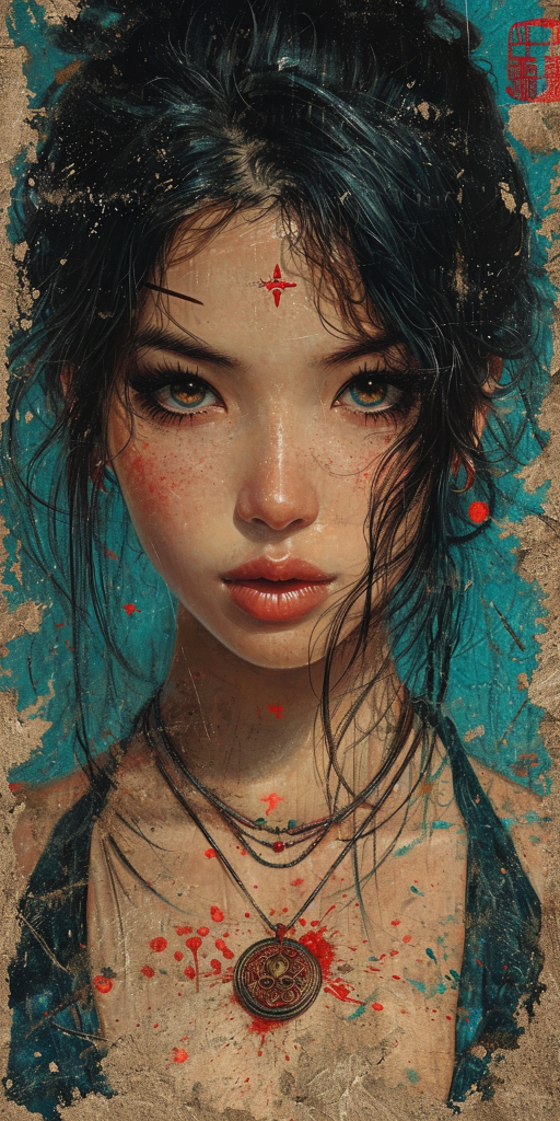 AI generated: Midjourney prompt: A painting of an Asian woman, in the style of prec... (Midjourney - Concept Art)