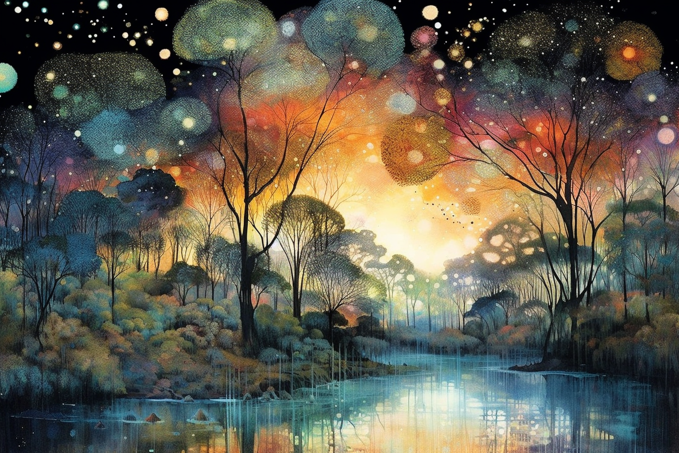 Midjourney prompt: A night painting of an abstract ethereal semi - tr... - Midjourney