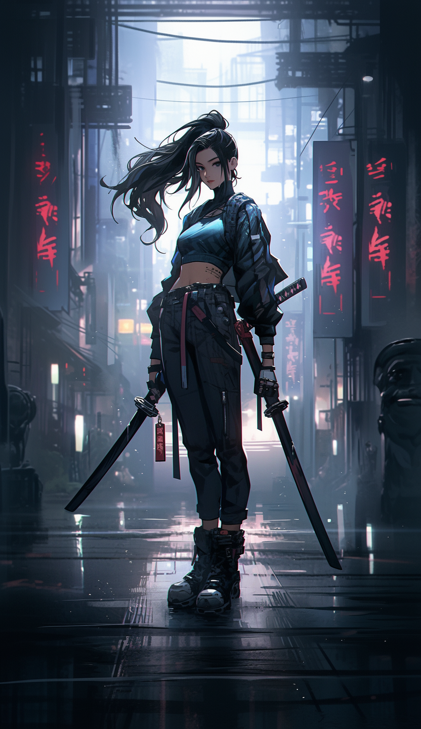 AI generated: Midjourney prompt: A slender athletic girl with long legs, very hig... (Midjourney - Anime)