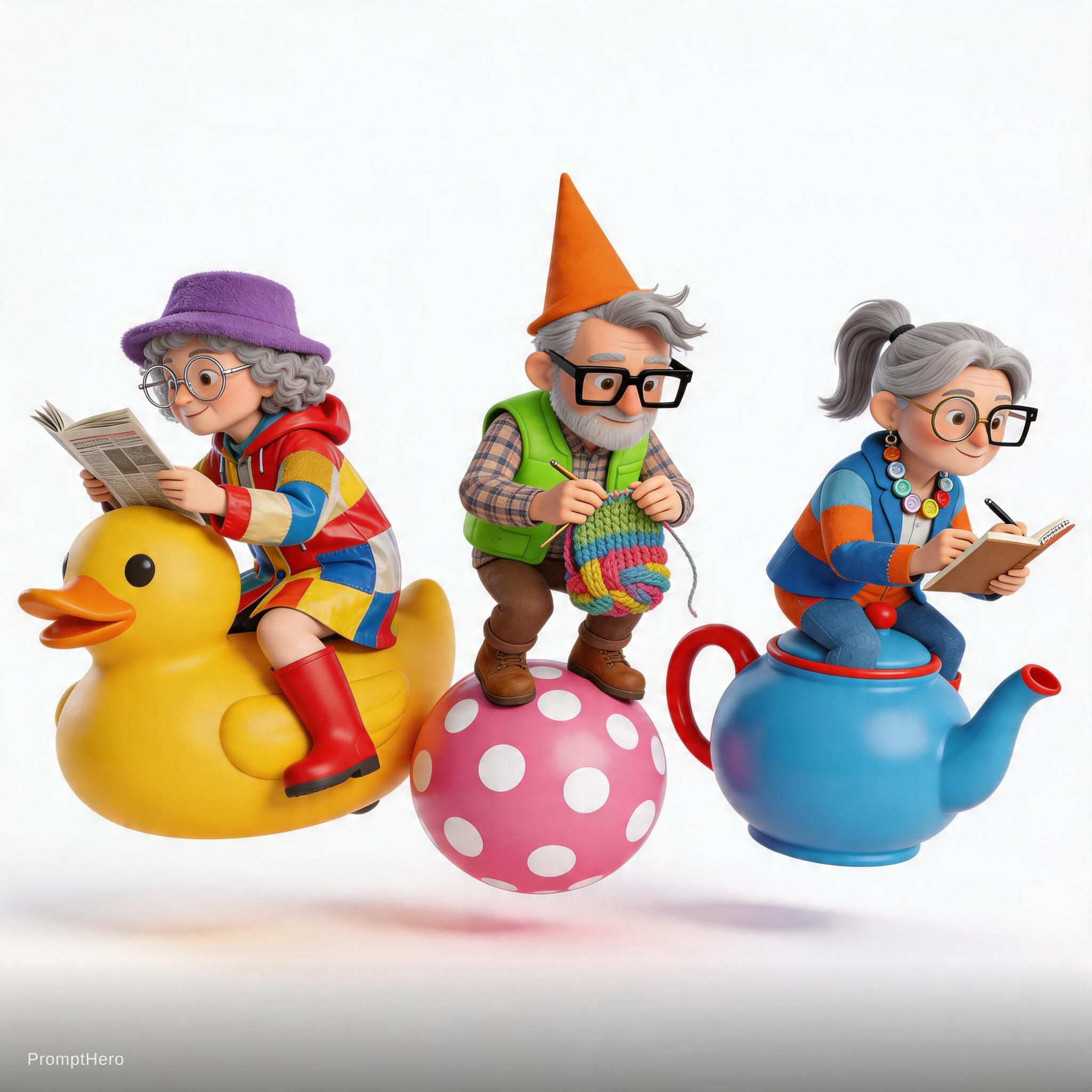 AI generated: Seedream 5 prompt: A series of images of eccentric grandparents sitti... (Seedream 5 - Concept Art)