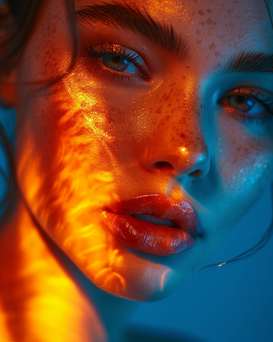 صورة مولدة بالذكاء الاصطناعي: Midjourney prompt: portrait of a woman in the blue light, in the styl... (نموذج Midjourney - صور شخصية)