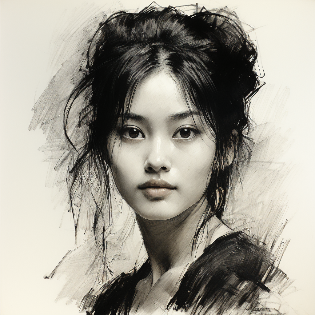 AI generated: Midjourney prompt: charcoal drawing by Odilon Redon, sketch portrait,... (Midjourney - Portraits)