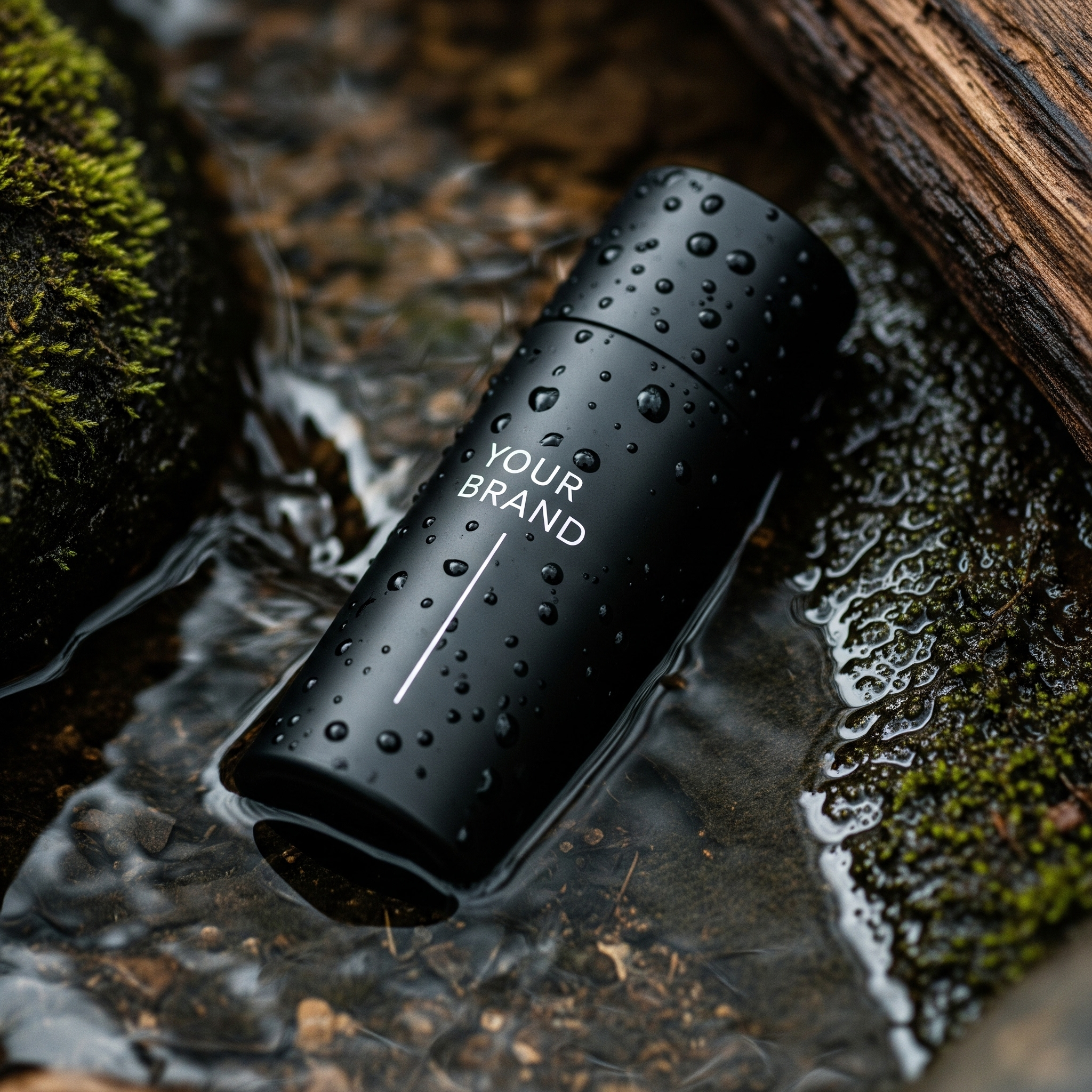 Imagen prompt: A photo of a black matte, cylindrical perfume bott... - Imagen