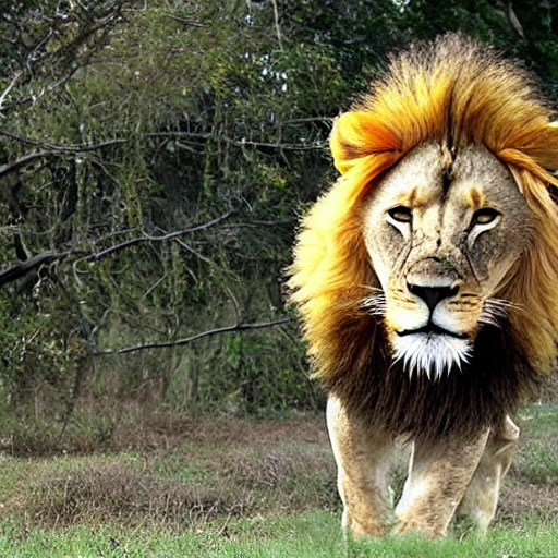 Stable Diffusion prompt: The lion, with a body height of ...