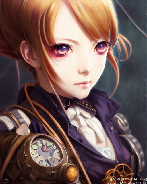 Stable Diffusion prompt: portrait Anime Girl steampunk cu...