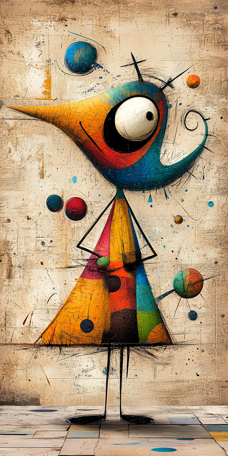 Midjourney prompt: abstract painting of a woman wearing a dress, in t... - Midjourney