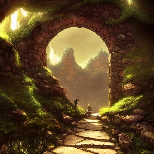 Stable Diffusion prompt: hidden stone pathway, secret doo...