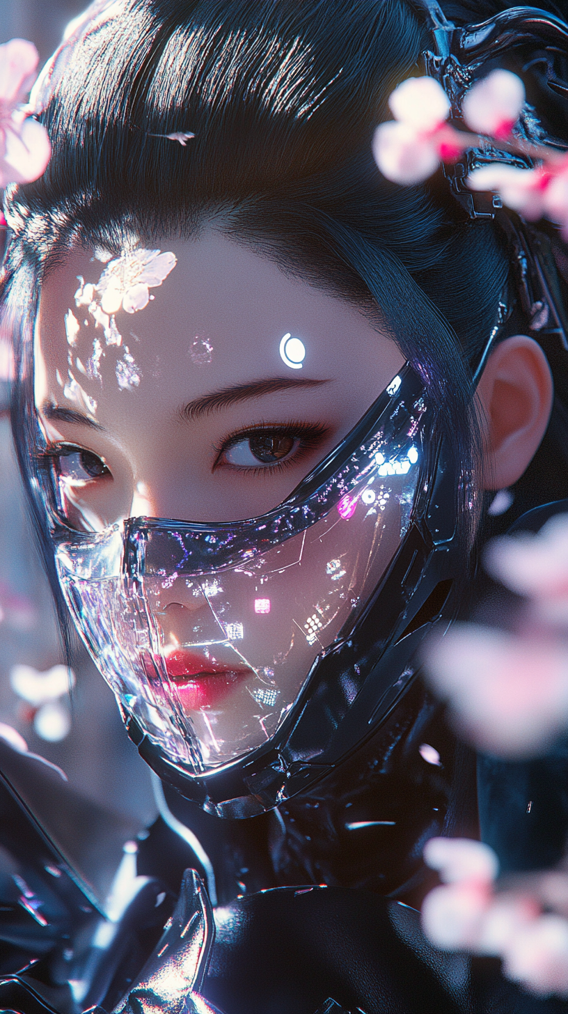AI generated: Cyberpunk Geisha (Midjourney - Anime)