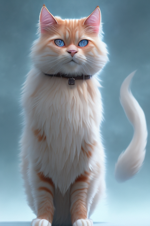 AI generated: Openjourney prompt: full body fluffy ginger cat with blue eyes by stud... (Openjourney - Concept Art)