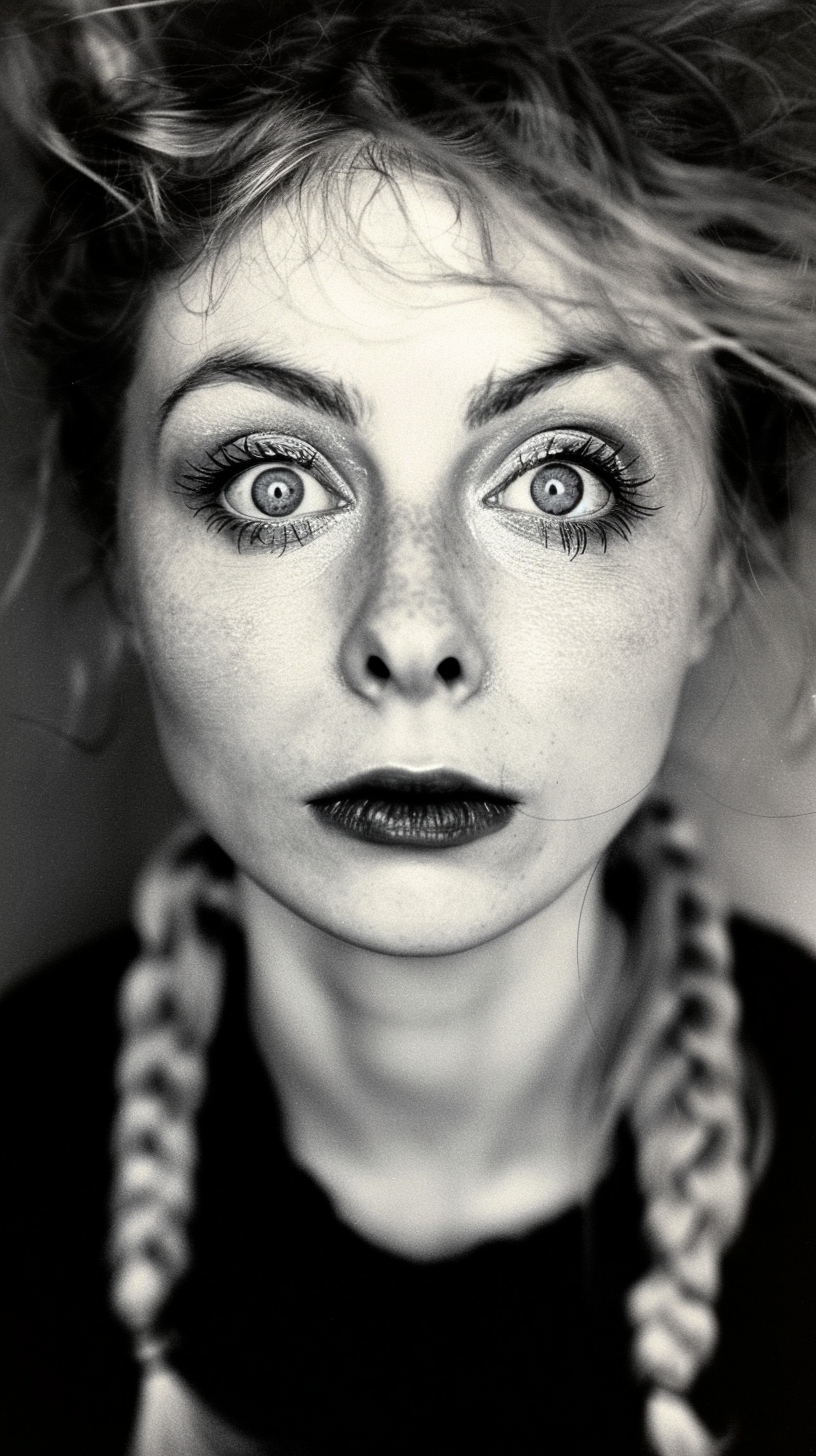 Midjourney prompt: 30-year-old Stockholm woman in Sweden , greyscale ... - Midjourney