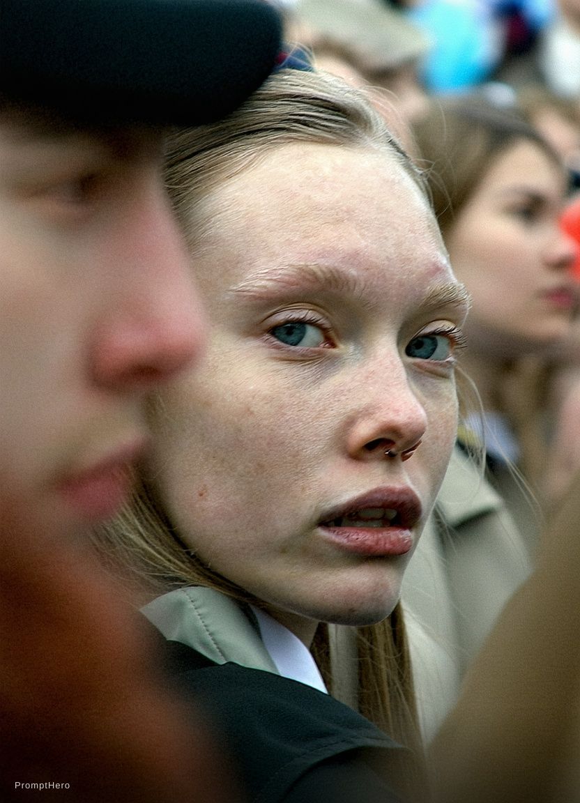 AI generated: Stable Diffusion prompt: Paparazzi-style extreme close-up photo of a woman ... (Stable Diffusion - Fashion)
