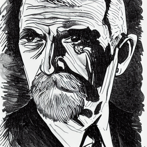 Stable Diffusion prompt: man with van dyke beard and dark...