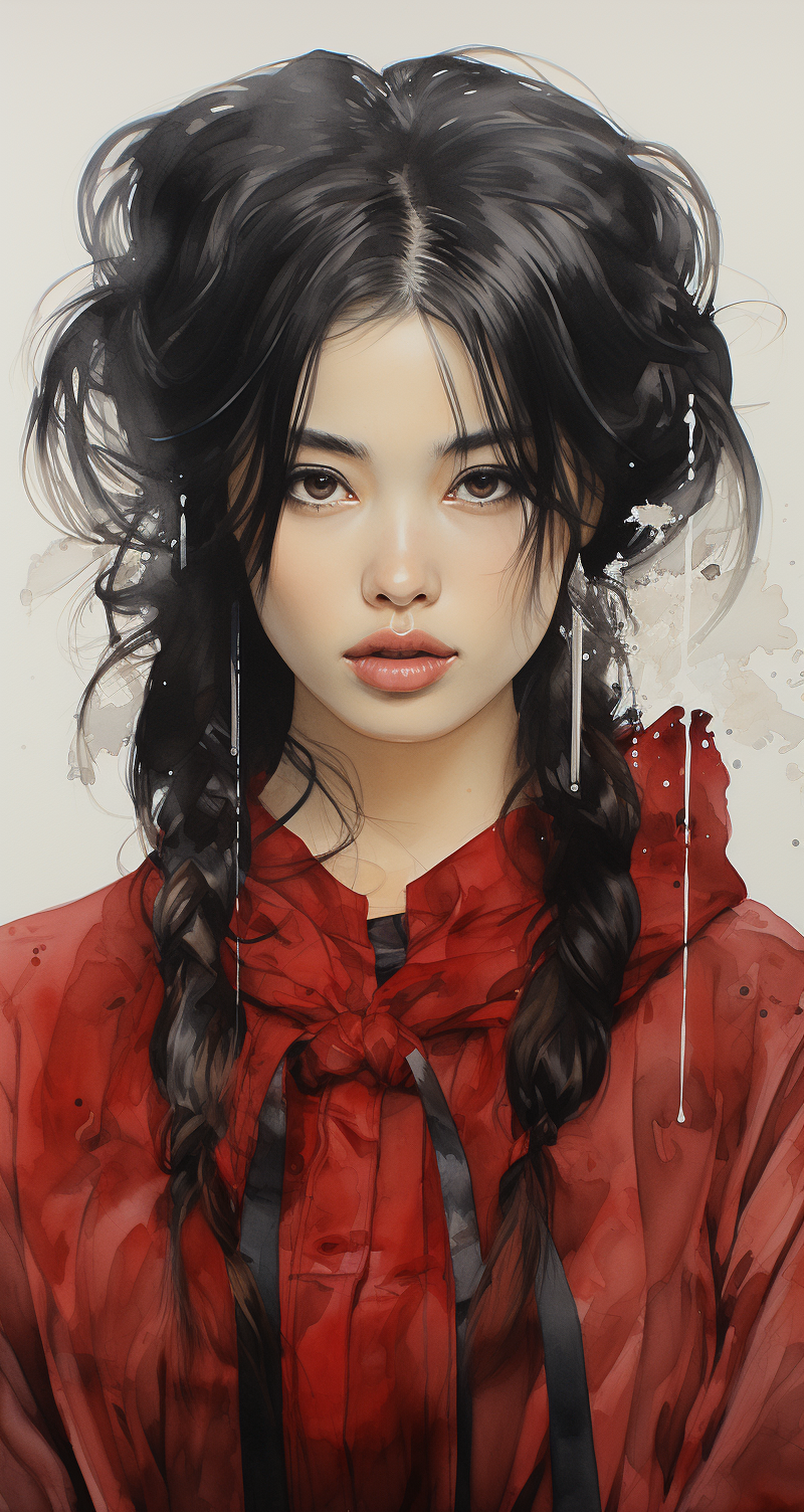 Midjourney prompt: Traditional Japanese ink drawing of a stunning Jap... - Midjourney