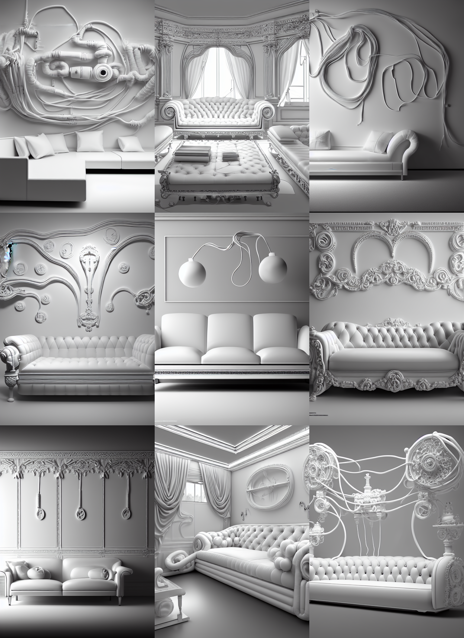 Stable Diffusion prompt: white classical interior, fronta...