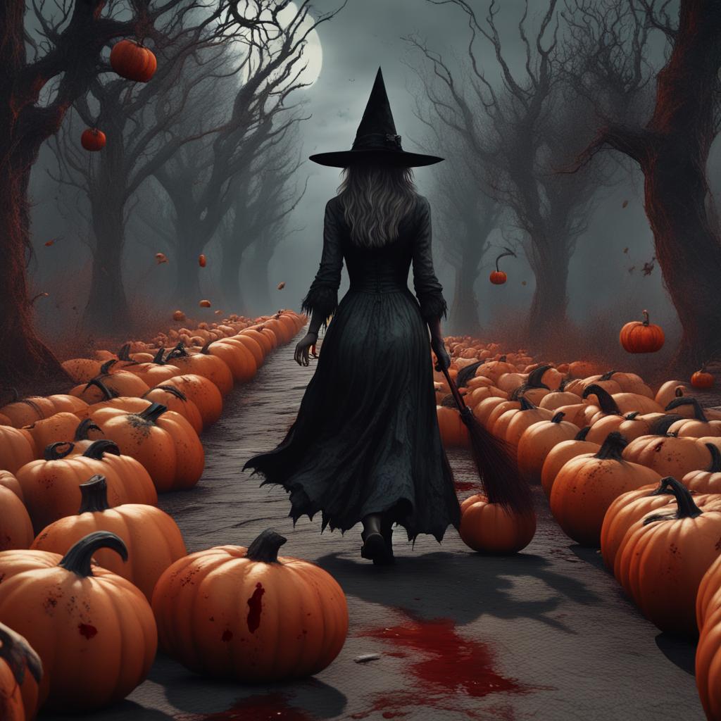 صورة مولدة بالذكاء الاصطناعي: A witch out for a stroll (نموذج Stable Diffusion - صور شخصية)
