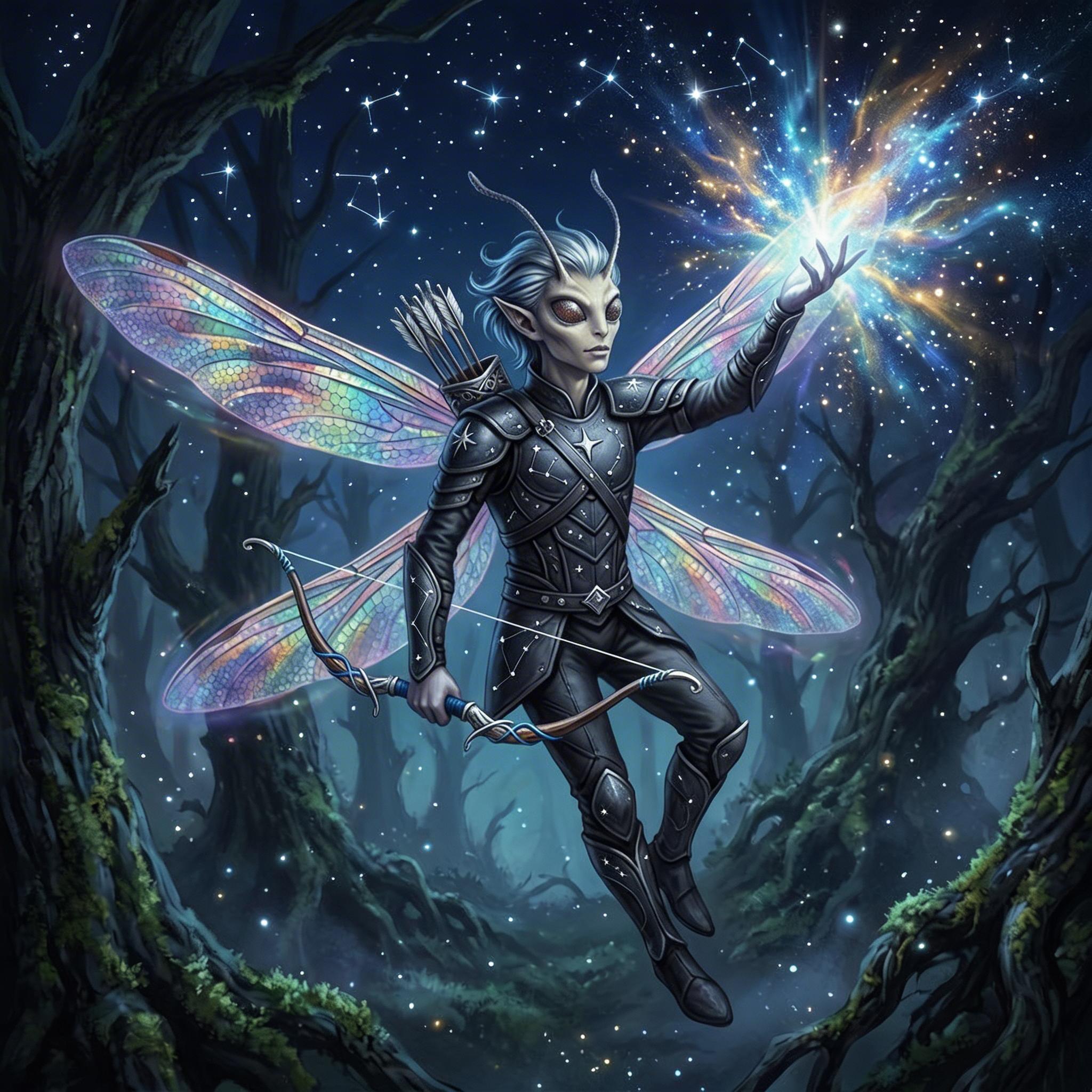 AI generated: Seedream 5 prompt: a small male fairy, with iridescent dragonfly wing... (Seedream 5 - Portraits)