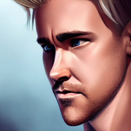 Stable Diffusion prompt: there is a man with blonde hair ...