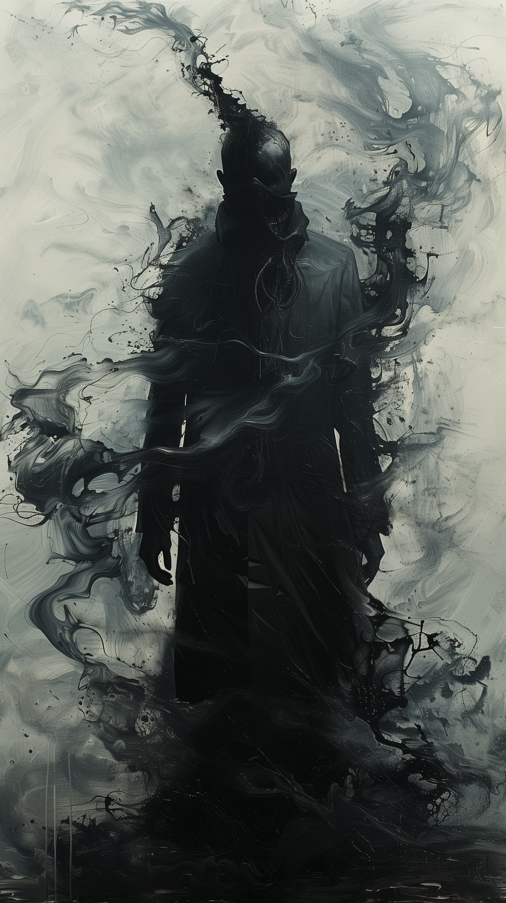 Midjourney prompt: create an eerie, spectral figure enveloped in dark... - Midjourney