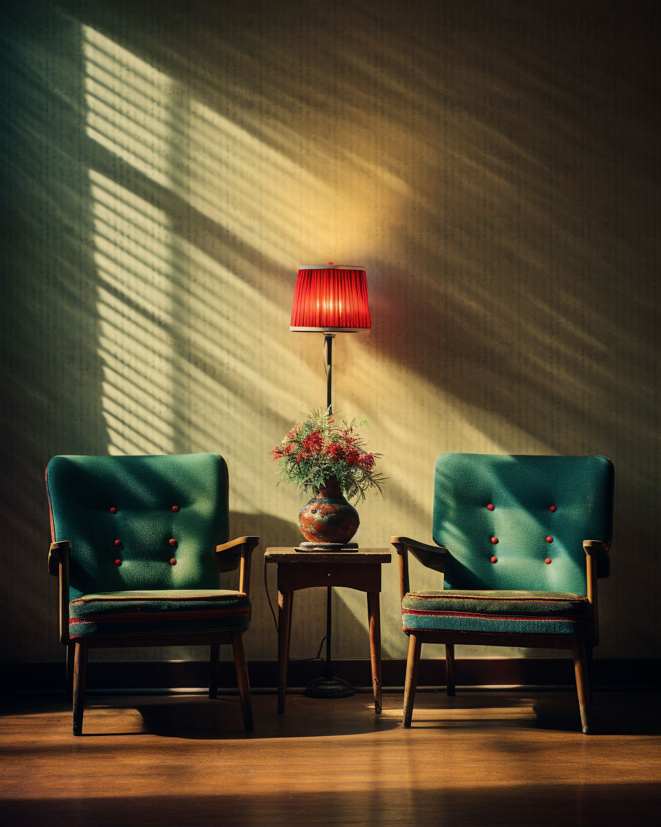 Midjourney prompt: the two chairs in the living room, in the style of... - Midjourney