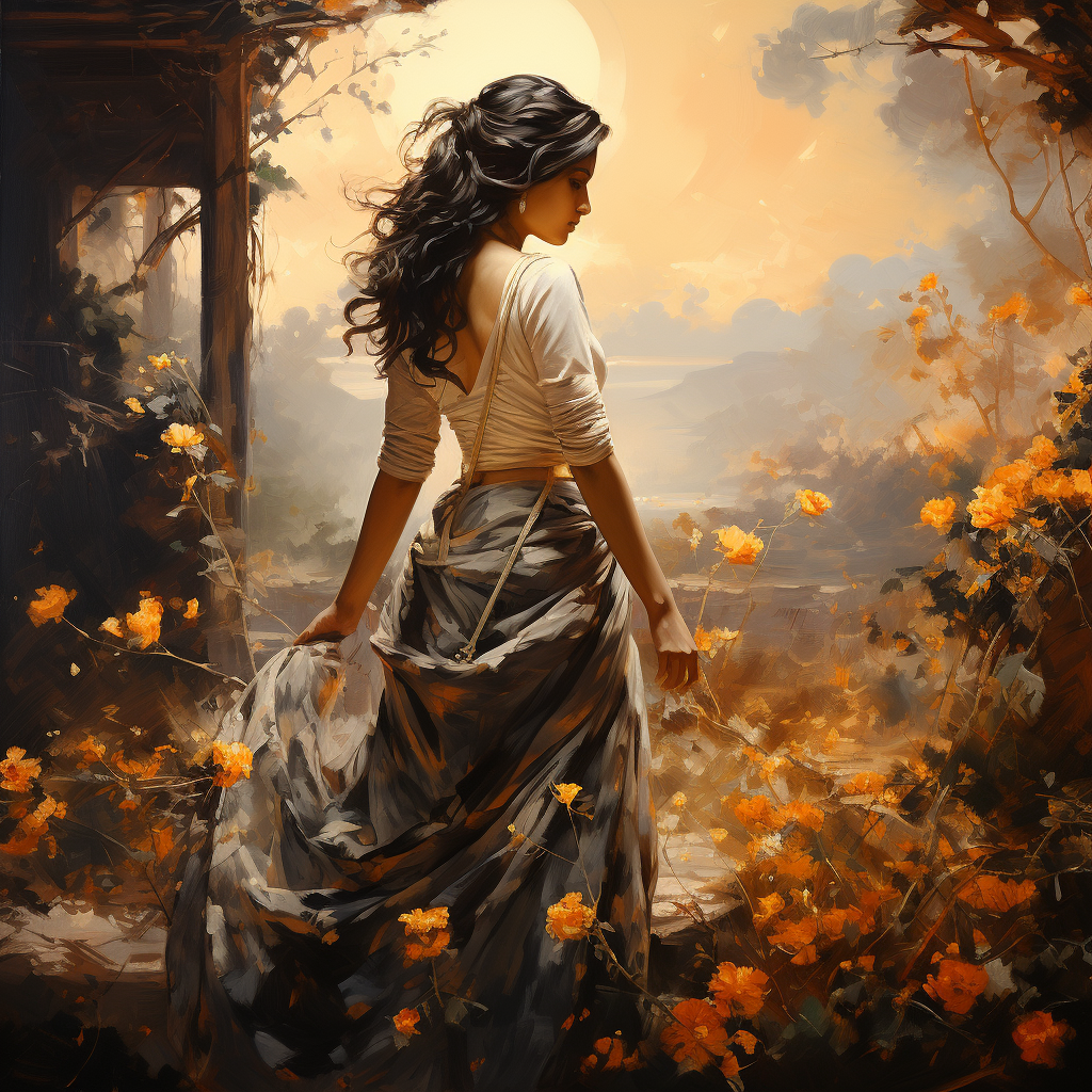 Midjourney prompt: An opulent depiction of a beautiful Indian woman i... - Midjourney