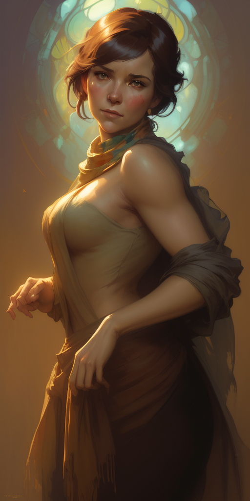 DreamShaper prompt: a painting of a woman with a scarf on her neck, cr... - DreamShaper
