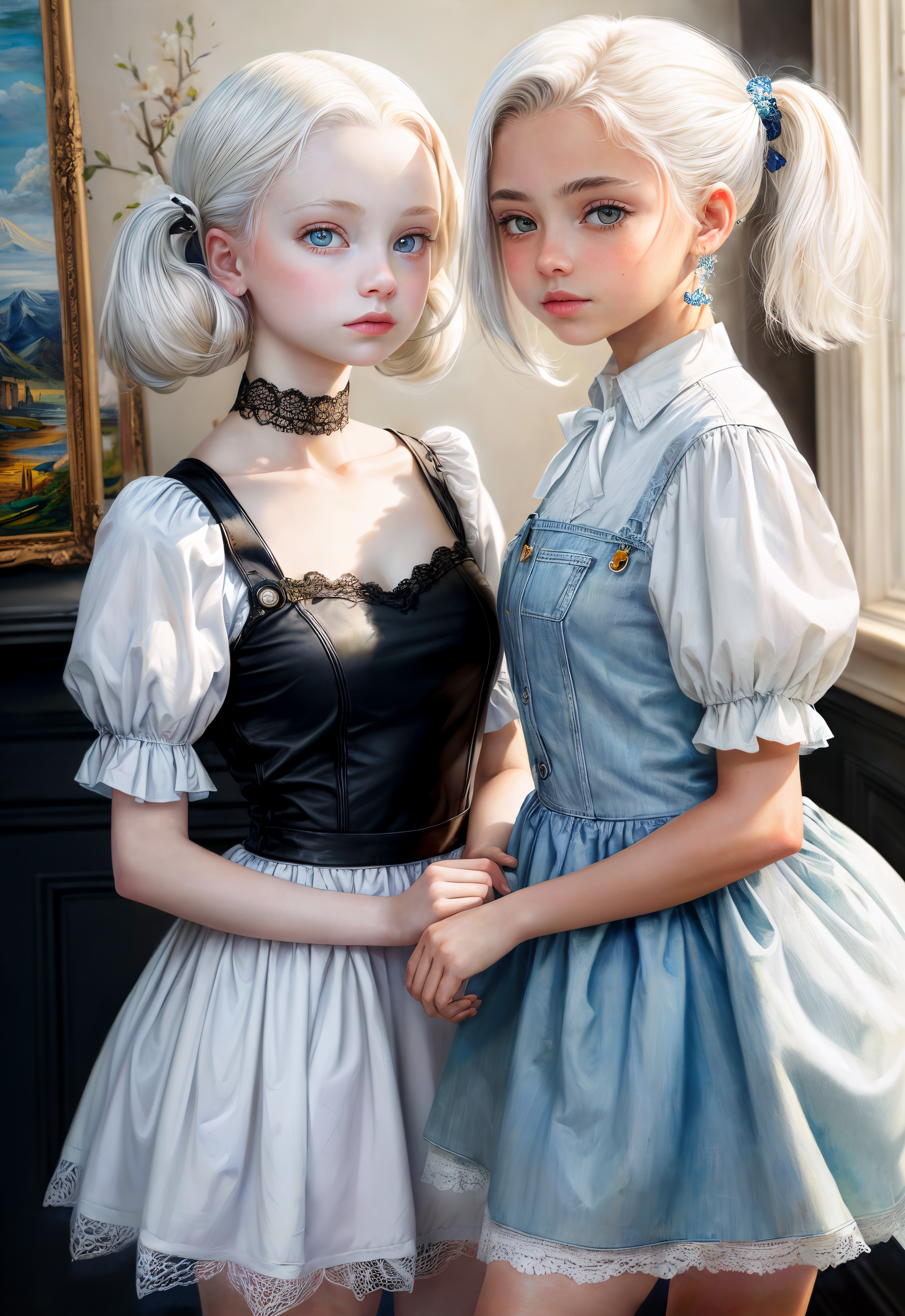 صورة مولدة بالذكاء الاصطناعي: Albino Twins v1 (نموذج DreamShaper - Character Design)