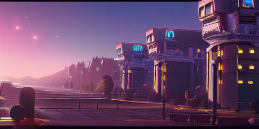 Stable Diffusion prompt: street view of a city on venus,
