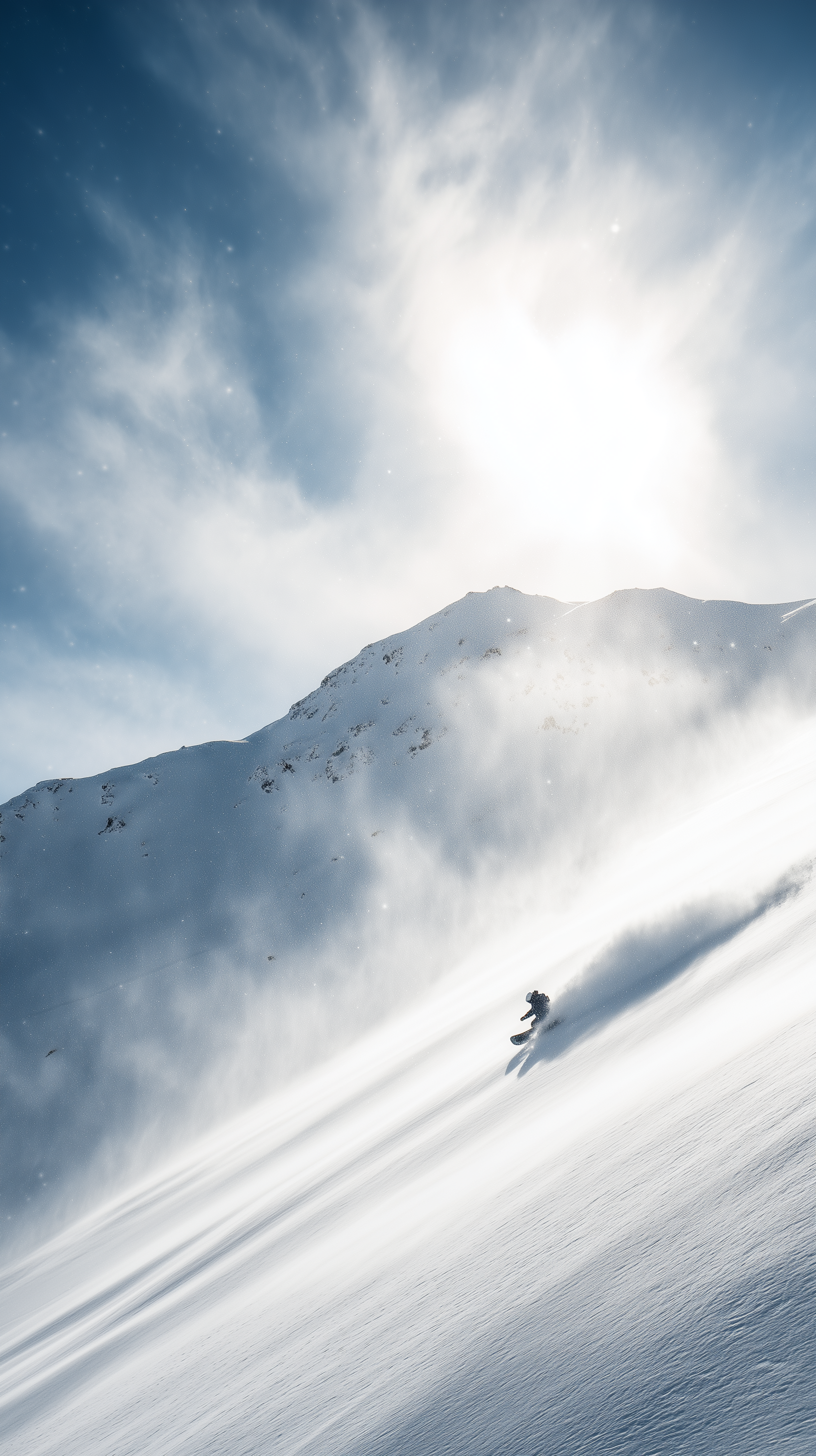 AI generated: Midjourney prompt: photography, dynamic composition, long range, snow... (Midjourney - Landscapes)